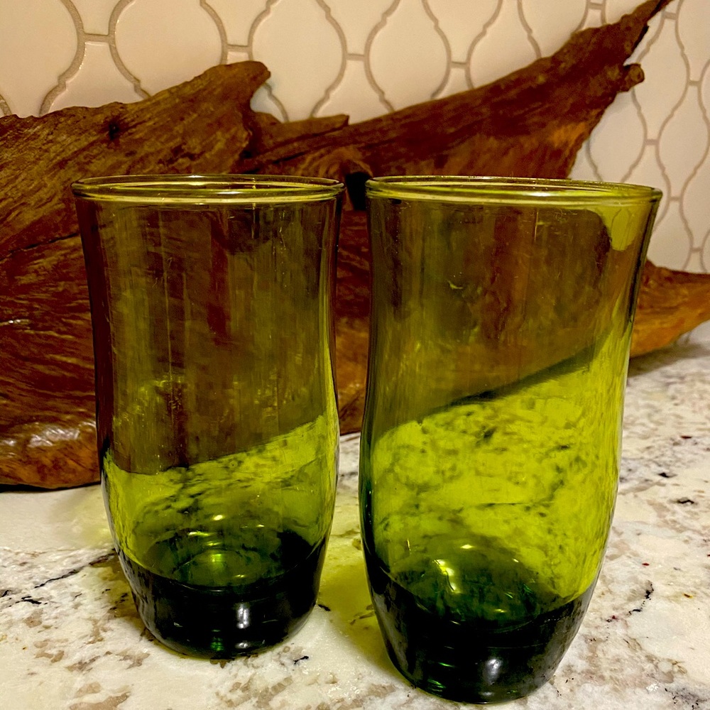 Vintage green cocktail glasses